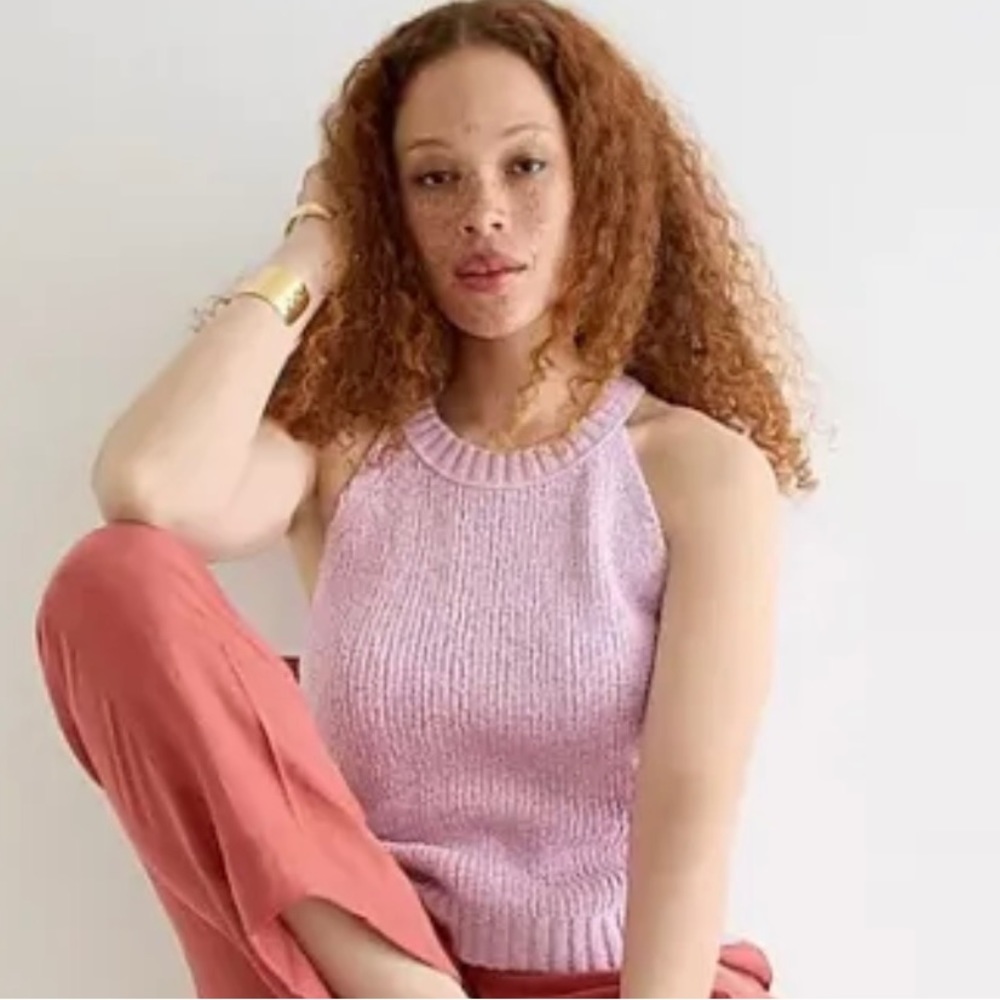 - J Crew lilac pink knit stretchy high neck tank top sweater NEW with TA…